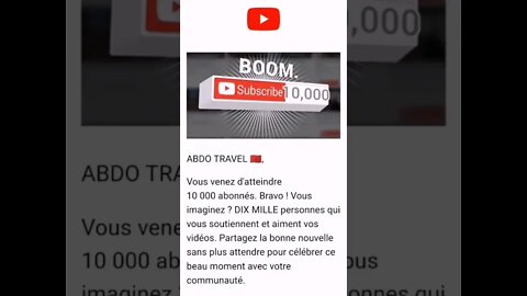 Ma chaîne YouTube a dépassé les 10 000 abonnés ! #10kcreator https://goo.gl/zA8JcZ