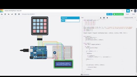 How to use 4x4 Keypad with Arduino Uno And print on LCD 16x2. Tinkercad Arduino Simulation With Code