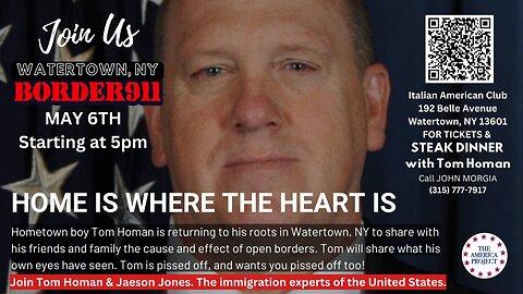 🚨 BORDER911 🚨 LIVE FROM WATERTOWN, NY: THE HOME TOWN OF TOM HOMAN