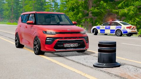 Kia Soul vs Bollard – BeamNG.Drive