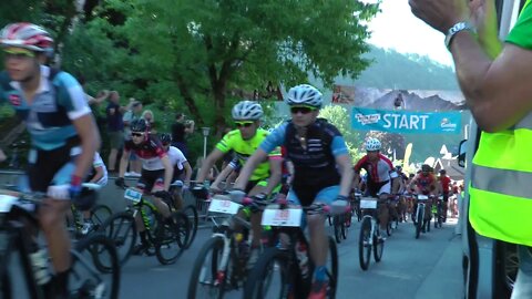 Montafon M3 - Start of M3 mountain bike race at Schruns 30.7.2016