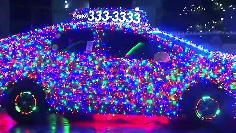 Crazy Christmas light cab shines in North Carolina