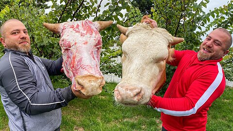 I cook Stewed BEEF HEAD for 6 hours! Healthy food from the village