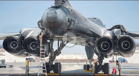 Inspecting US Monstrous B-1 Lancer Before Hypnotic Takeoff at Full Throttle