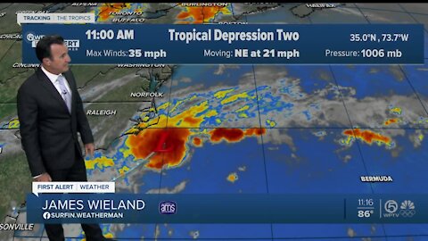 Tropical Depression Two forms off North Carolina coast