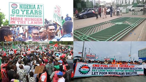 Angry protesters have pulled down the gate of the National Assembly in Abuja