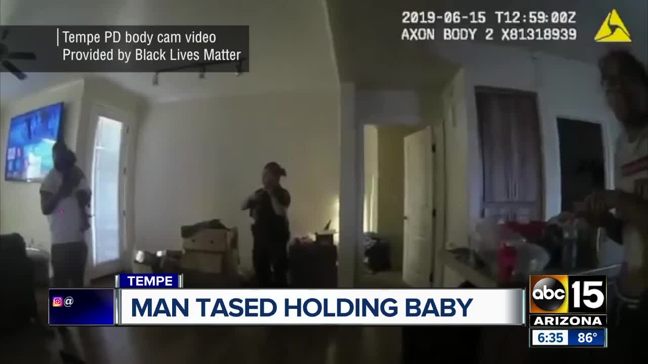 Man tased by Tempe police holding baby