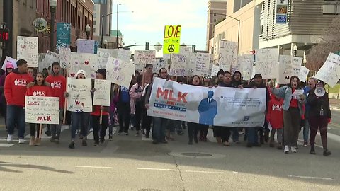 Boise State students march to the capitol on Martin Luther King Jr. Day