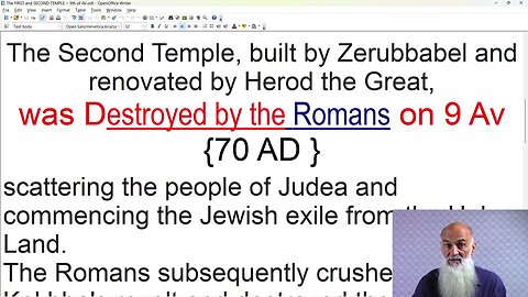 SECOND TEMPLE DESTROYED ~ 9th of AV in 70 AD