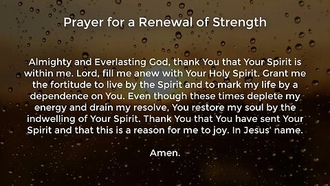 Prayer for a Renewal of Strength