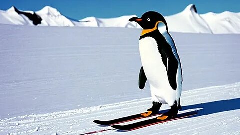 스키타는 귀여운 펭귄 Cute Penguin Skiing