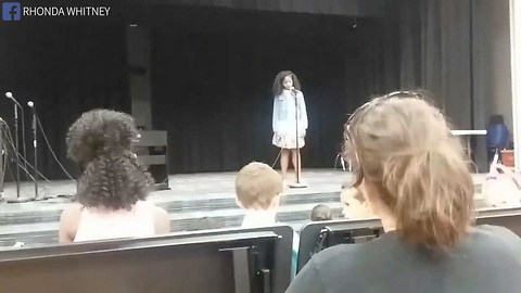 Terrified Girl Chokes Up Mid Song At Talent Show, Crowd In Tears When Mom's Voice Sounds From Back