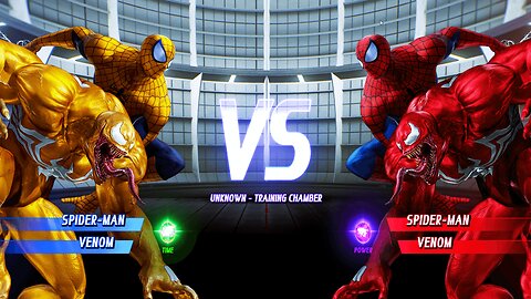 Yellow Spider-man & Yellow Venom vs Spider-man & Red Venom (Hardest AI ) Marvel vs Capcom :Infinite