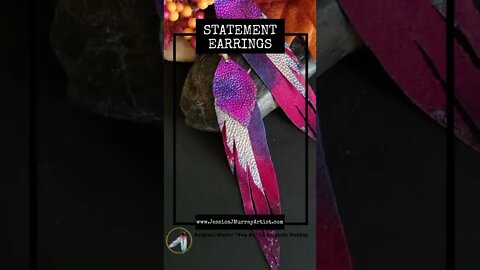 PLUM HARVEST, 6 inch, leather feather earrings