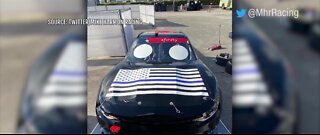 Nascar driver races blue lives matter themed car