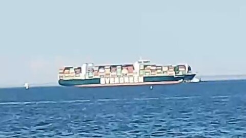 Gibson Island, Maryland 3.19.2022 Evergreen container ship called Ever Forward stuck Chesapeake Bay