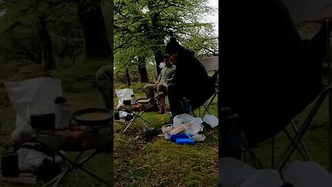 cooking on a portable firepit. Riverside. Dartmoor 26th May 2021