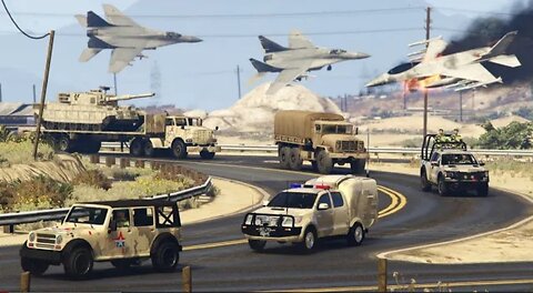 Russian Air Attack on Ukraine Army Convoy - GTA 5