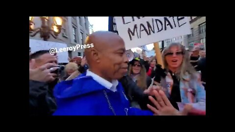 NYC - New Mayor Eric Adams Gets Destroyed After Walking Into Huge Group Protesting The Mandates