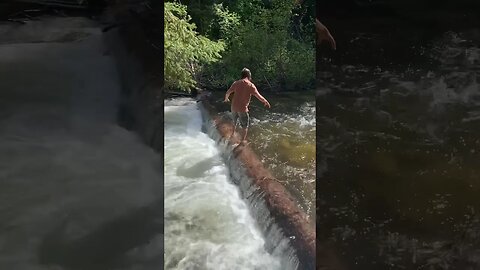 River Crossing on a Log | Montana Rivers | #shorts #short