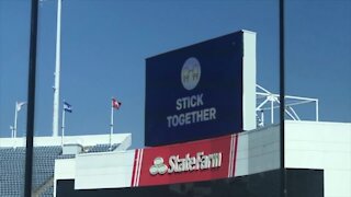 Bills show social distance signage at Sunday's game