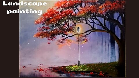 Idea to Paint a Charming Landscape with Fog/ Acrylic Painting Step by Step for Begnners