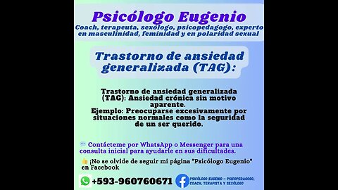 Trastorno de ansiedad generalizada TAG #TAG #AnsiedadGeneralizada #ControlaLaAnsiedad #trastorno