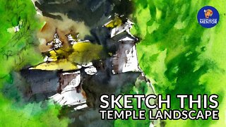 Abstract Mountains and Temple Landscape Tutorial