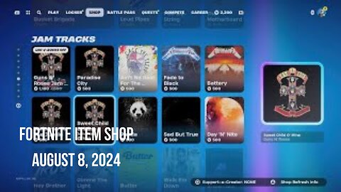 Fortnite Item Shop|August 8, 2024(*New* Jam Tracks)