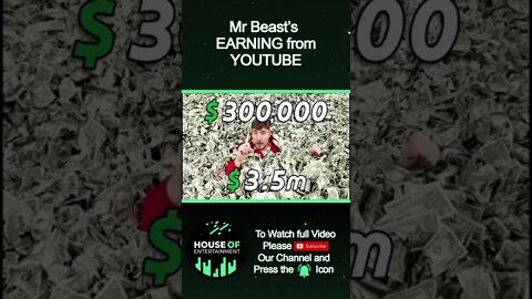 Mr. Beast Earns $3 Millions + from YouTube Monthly #Shorts