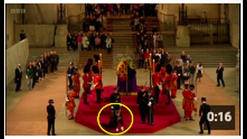 NOW - Royal guard at the Queen's coffin has collapsed.