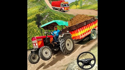 Heavy Trolley Tractor | 3D Farming Game Play Tractor