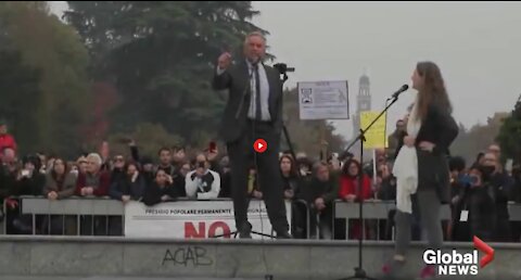 Robert F. Kennedy Jr. speaks at “Green Pass” protest in Italy.