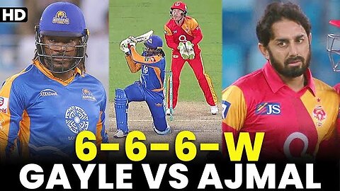 Gayle vs Saeed Ajmal | 6 - 6 - 6 - W | Islamabad United vs Karachi Kings | HBL PSL | MB2A