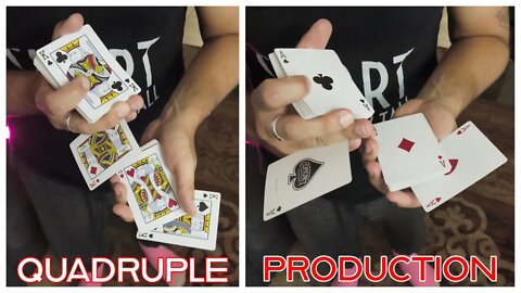 Double Quadruple Production - Card Trick Tutorial