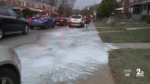 Large ice patch causing problems in N. Baltimore neighborhood