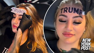 OnlyFans model tattoos Trump's name on her forehead