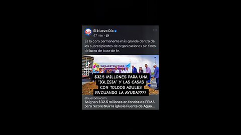 HAY $32.5MILLONES PARA UNA IGLESIA PERO NO HAY RECONSTRUCCIÓN DE CASAS CON TOLDOS AZULES!!!