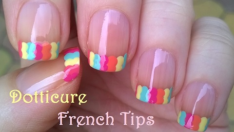 Colorful Dot French Tip Nails