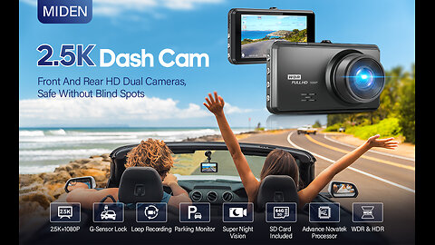 MIDEN S7 - 2.5K Car Dual Dash Cam with 64G SD Card