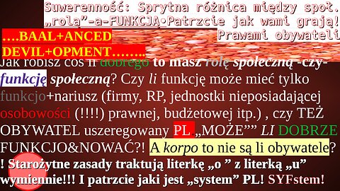 Suwerenność: Sprytna różnica między społ.„rolą” a FUNKCJĄ|Patrzcie jak wami grają, prawami obywateli