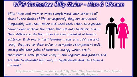 Billy Meier UFO Contact Reports - Differences between Man and Woman Connection of Man and Woman