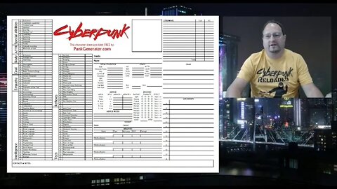 FREE Cyberpunk 2020 Character Sheet From PunkGenerator and The PunkMaster!