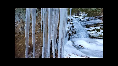 Winter Polaris Ranger XP 1000 UTV Trail Ride to Frozen Waterfall