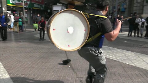 Chinchineros at Plaza De Armas in Santiago, Chile