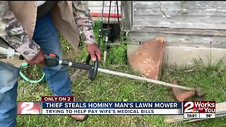 Thief steals Hominy man's lawn mower