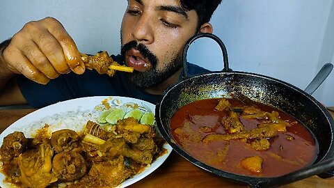 SPICY DESHI CHICKEN CURRY AND RICE EATING