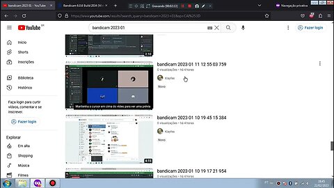 Experimento: Procurando vídeos recentes do Bandicam
