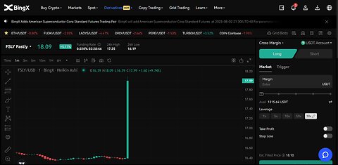 $398 to $1736 Overnight 20x 1 Stock trade BINGX