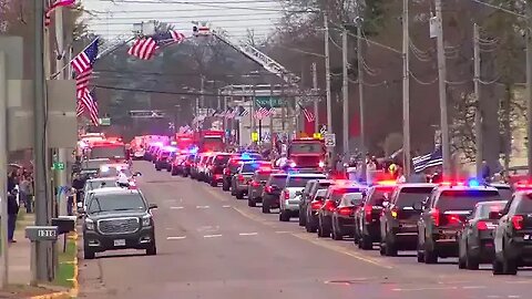 A massive funeral procession involving hundreds of law enforcement is moving through Barron County..